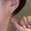 1 пара женских серег, линейные серьги с длинной кисточкой в ​​форме цветка, блестящий кубический цирконий из нержавеющей стали, изысканные украшения для ушей, ювелирные изделия для леди, выпускного вечера, вечеринки