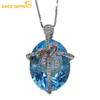 SACEGEMS 15*20 мм натуральный швейцарский синий топаз кулон ожерелье из стерлингового серебра 925 пробы для женщин повседневная вечеринка изящные ювелирные изделия подарок