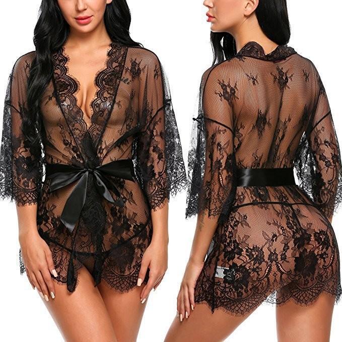 Женское сексуальное нижнее белье Babydoll Sleepwear Underwear Lace Coat Briefs Nightwear