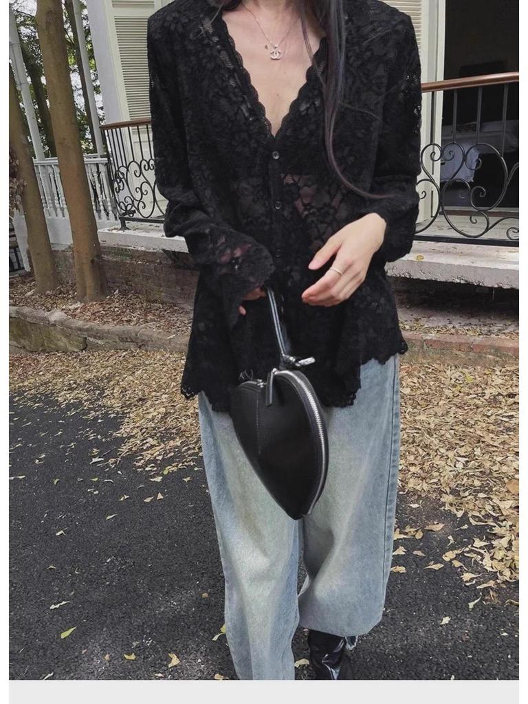 Women's 2024 Early Autumn Long-Sleeve Slim Lace Top