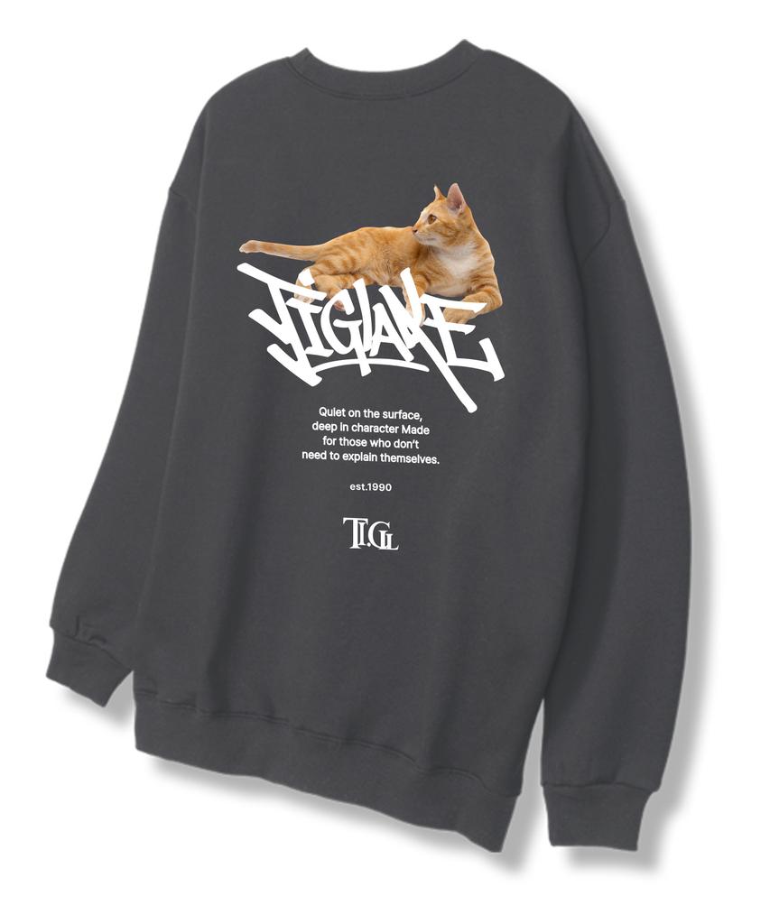 TI.GLAKE Cat Sheaf Sweatshirt Dark Gray [Fleece Lining]