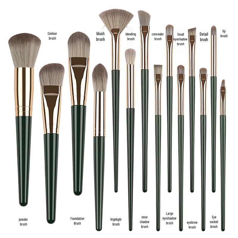 Трансграничный набор кистей для макияжа из 14 предметов: Рассыпчатая пудра, кисти для румян, теней, консилера с настраиваемым логотипом.