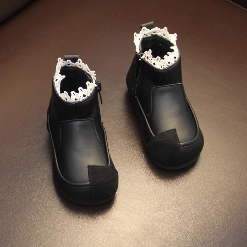 Осенние ботинки для девочек, теплые, модные, со шнуровкой, простые детские туфли, стильные, универсальные, зимние ботинки, классические, ботильоны, удобные, короткие ботинки