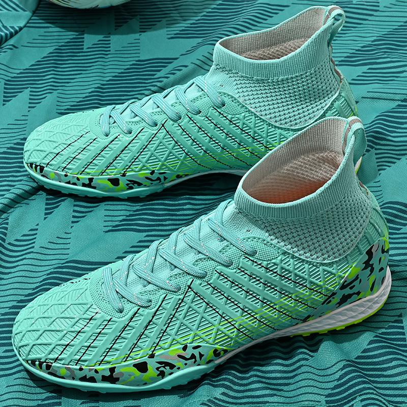 32-45unisex Football Shoes High-top Elastic Socks PVC Rubber Soft Bottom TFFootball Shoes Men's Special Children Competition Training Football Shoes