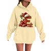 Women's Casual Comfortable Long-Sleeved Christmas Letter-Printed Warm Hooded Crew-Neck Sweatshirt