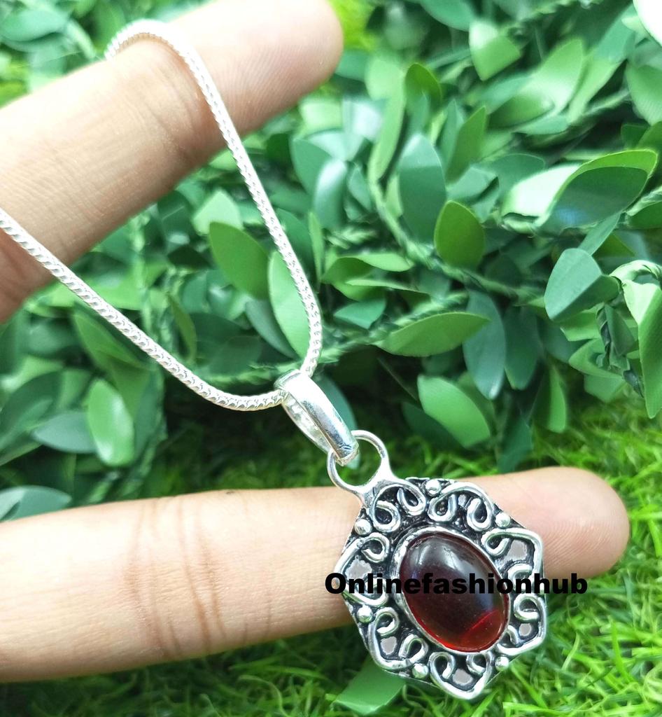 Мужской кулон с гранатом и драгоценным камнем из стерлингового серебра 925 пробы FPD-P59