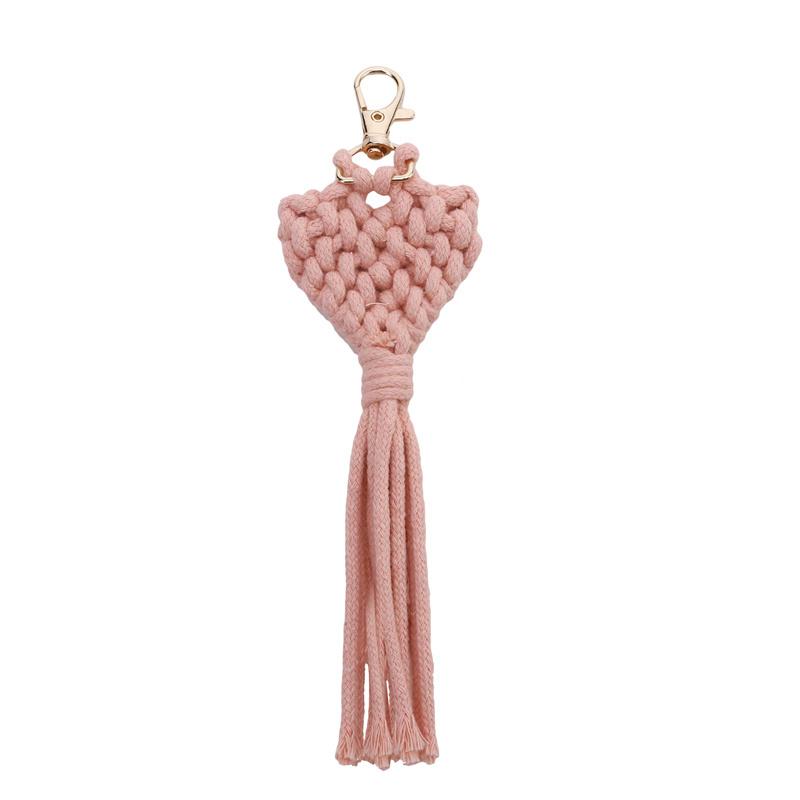 Креативные мини-брелоки макраме в форме сердца, бохо, ручной работы, с кисточками, для ключей от машины, кошелька, телефона, свадебный подарок