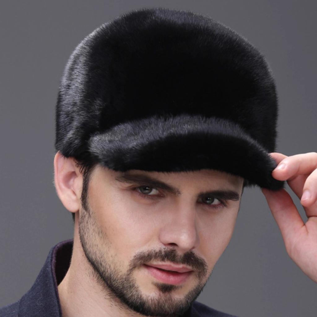 Mink Hat Men's Middle-aged and Elderly Mink Cap Winter Outdoor Warm Fur Cotton Hat Whole Mink Baseball Cap