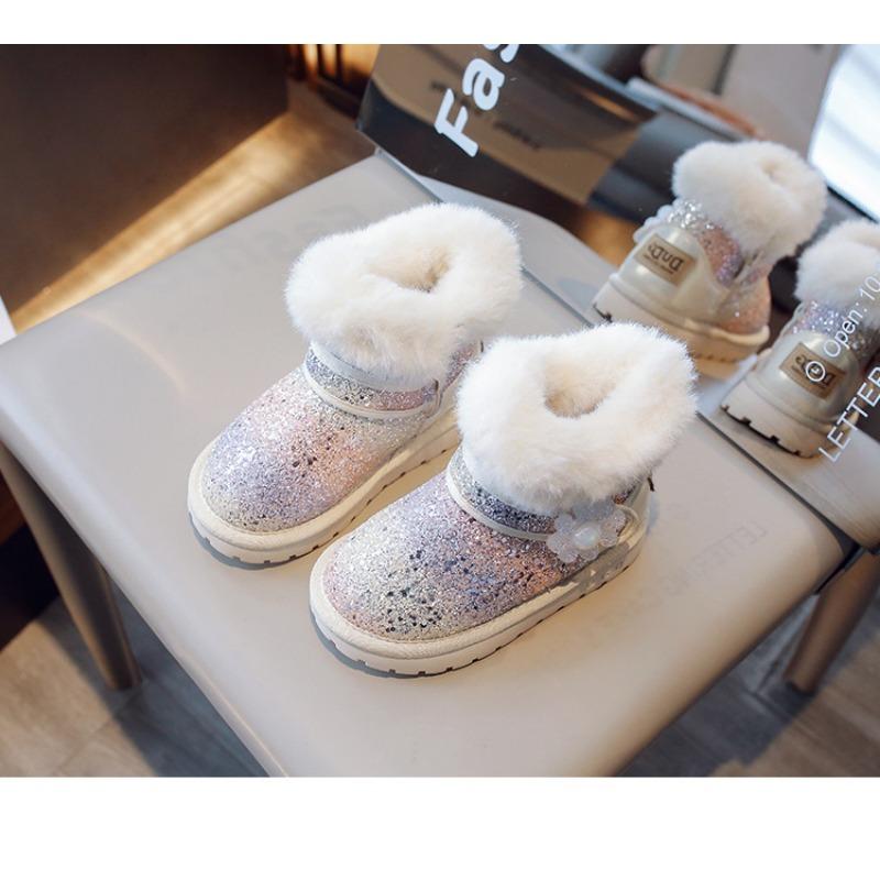 Kids Warm Fleece Lined Waterproof Winter Snow Ankle Boots For Boys And Girls