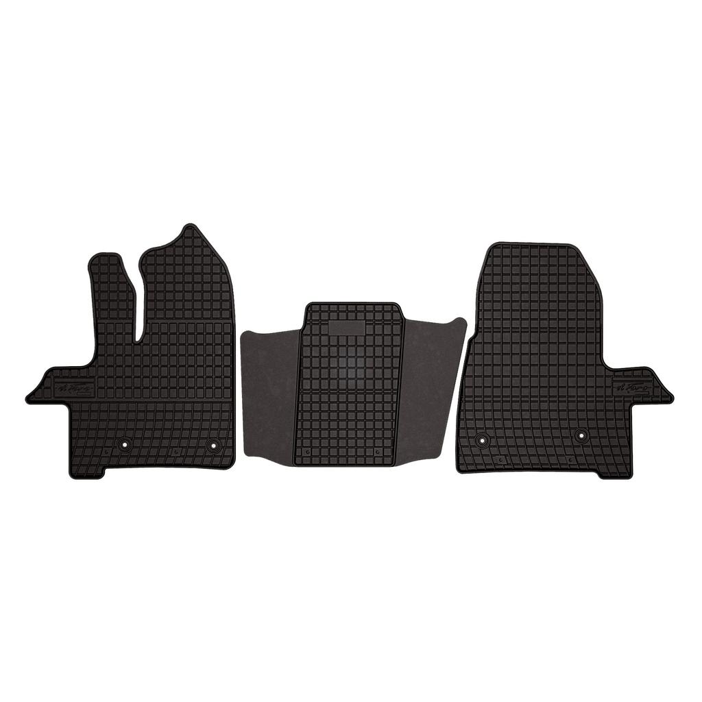 Dywaniki samochodowe gumowe do: Ford Transit Custom FL van, automat (2017-2021) - czarne, dopasowane