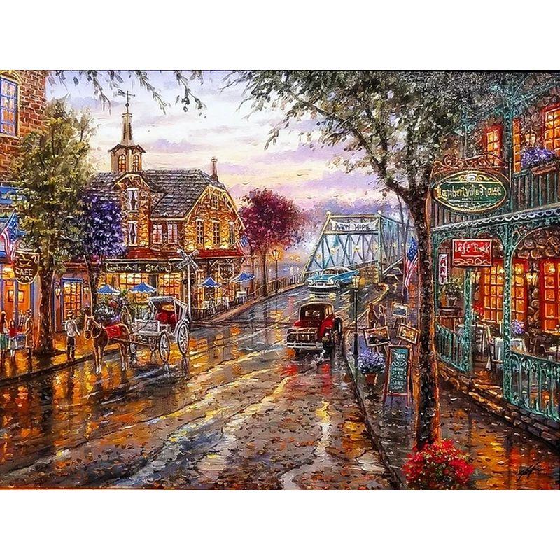 Алмазная вышивка Городской пейзаж Алмазная картина Мозаика Полный квадрат Круглый пейзаж Дрель Стразы Картина Искусство