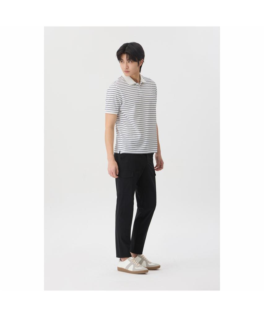 BRENTWOOD [Life Performance] Striped Polo Neck T-Shirt Brtam26002Whx