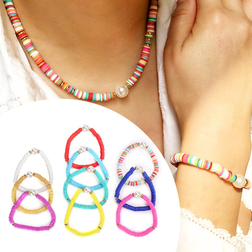 10pcs Bracelet Faux Pearl Colorful Fashionable Personality Women Bracelet Jewelry Gift