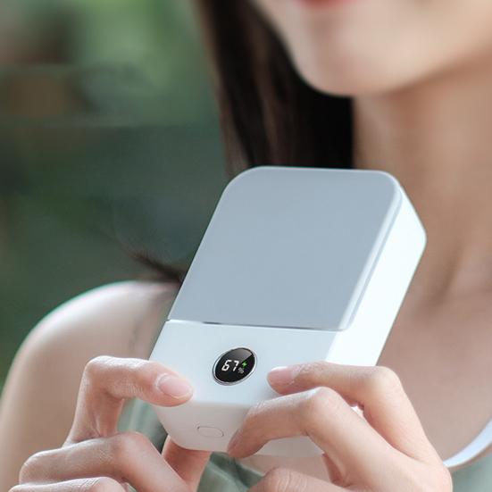 Portable Neck Fan with 3 Speed Settings Digital Display Low Noise Rechargeable Silent Air Conditioner Cooling Fan with Waist Clip