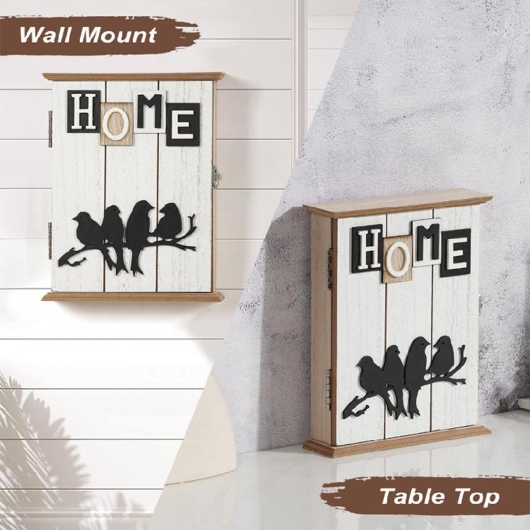 Wooden With Wall Key Cabinet Mail Slot Bucolic Home Organizers Space Saving Design Natural Finish Concealed Storage Compartment For Entryway