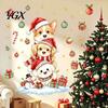 Festive Puppy Stickers for Holiday Decor Christmas Wall Decals, Watercolor Stacked Dogs Stickers, Self?Adhesive PVC Xmas Decorative Glass