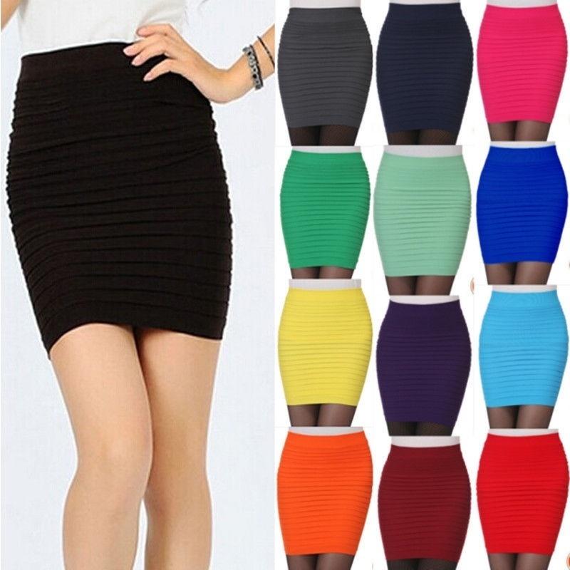 Ladies Sexy Stretch Tight Short Fitted Skirt