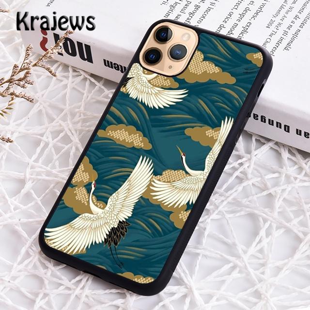 Krajews Japanese Cranes Art Phone Case Cover For iPhone 14 5 SE 6s 7 8 Plus X XR XS 11 12 13 Pro Max Samsung Galaxy S21 S22ultra