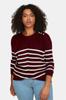 Women's Fashion Stylish Plus Size Sweater Black Striped Crew Neck Knitwear Sweater