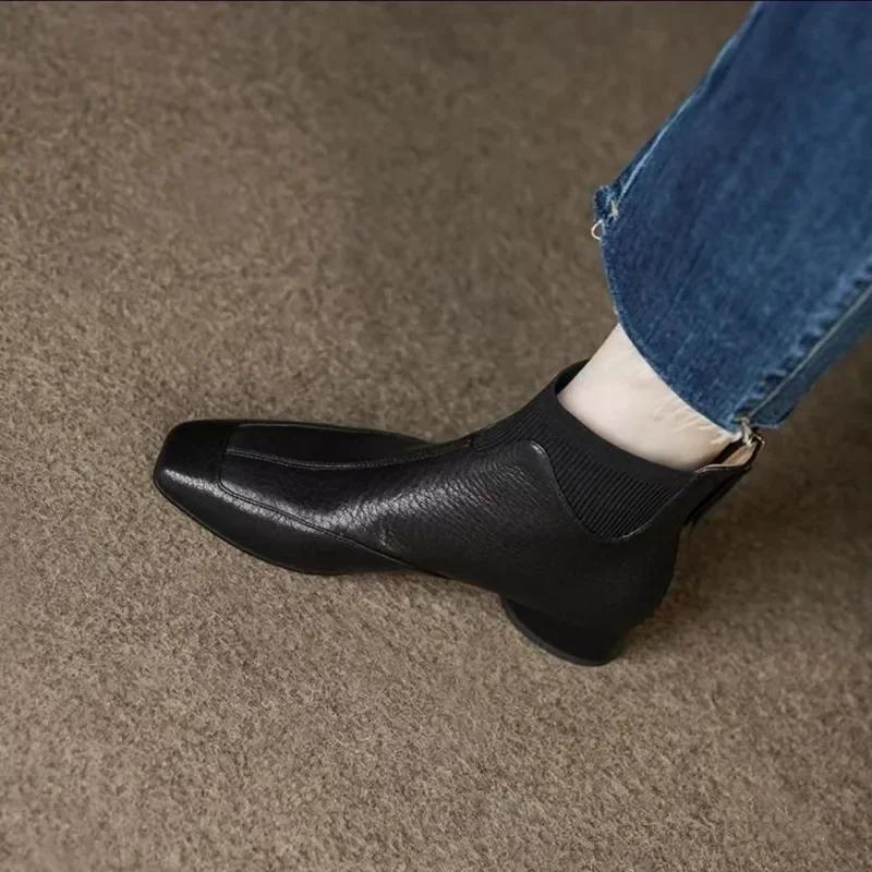 Модные сапоги в британском стиле для женщин на весну, осень и зиму 2024 года, новые модные короткие сапоги большого размера на толстом каблуке