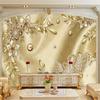 European Style Wall Mural Luxury Golden Flower Jewelry Wallpaper Living Room 3d Mural Home Decor