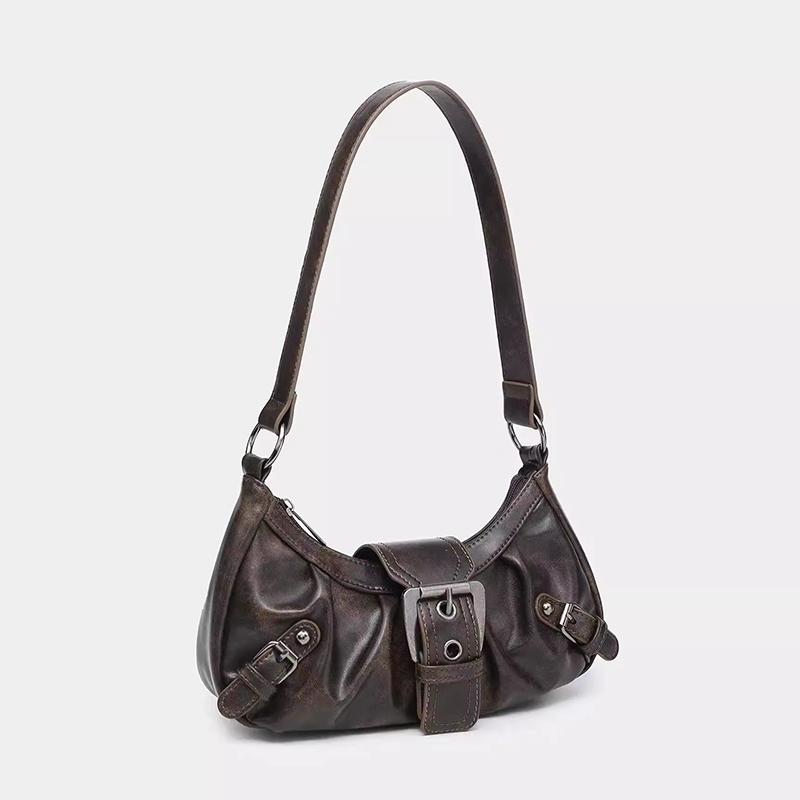 Yogodlns Ретро Плиссированная Сумка Через Плечо Мода Майяр Горячая Девушка Сумка Под Мышку Кожа Панк Мотоциклетная Сумка Женские Повседневные Сумки Хобо