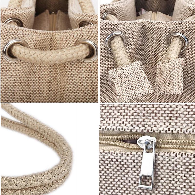 Fashion Linen Handbag Large Shopping Tote Holiday Big Basket Summer Beach Woven Beach Shoulder Bag