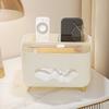 1 шт. Многофункциональный настольный органайзер, коробка для салфеток с отделением для хранения пульта - Стильный кремовый дизайн, 3 отделения для организации домашнего офиса или письменного стола