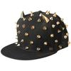 Queen-b Spiky Cap, Unique Punk, Street Style, Cool, Stylish Studs, Visual Kei, Hip Hop, Rock (Black X Gold)