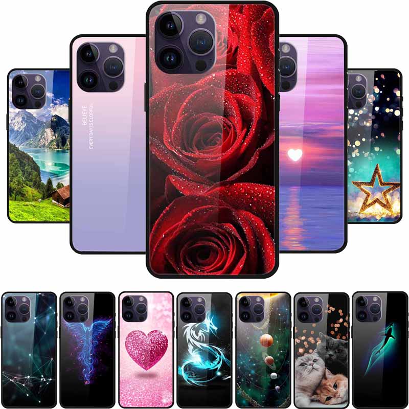 Glass Back Cover For iphone 16 Pro Max Phone Case Soft Bumper Hard Tempered Glass Case For iphone 15 Pro Max Case Funda Shell