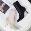 Женские ботинки, осенне-зимние сапоги до середины икры из эластичной ткани, пикантные женские туфли на тонком высоком каблуке, женские туфли-лодочки с острым носком, 2024