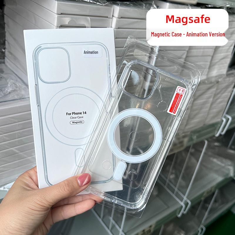 Чехол для iPhone 15 Pro, совместимый с MagSafe: Прозрачный, Магнитный, Акриловый Жесткий Чехол с Анимацией 16.