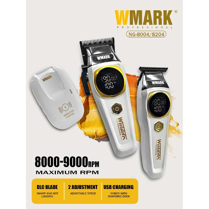 WMARK Профессиональная машинка для стрижки волос DLC BLDC Мотор 9000 об/мин Триммер для волос Беспроводная зарядка Машинка для мужчин NG-8004 NG-8204