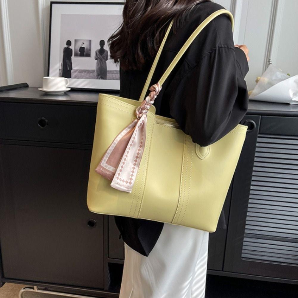 Silk Scarf One Shoulder Bag Korean Style Women Handbag Underarm Bag Tote Bag Shopping