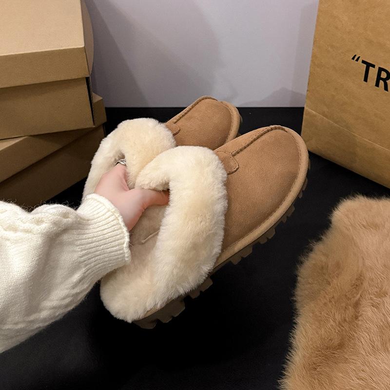 Осень и зима 2025 года Хэнань Санпо звезда тапочки из овечьей шерсти с мехом