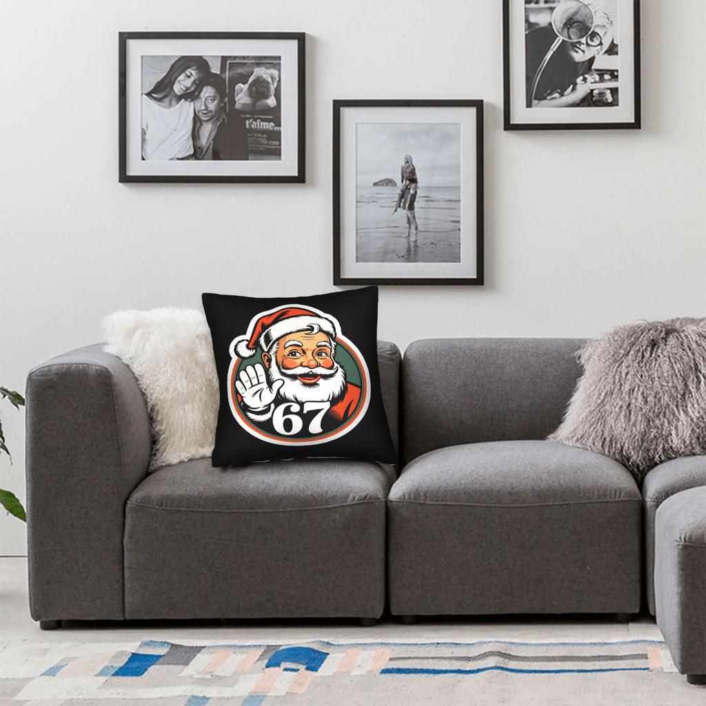 67 Christmas Funny Six Seven Meme Brainrot Santa Claus Pillowcases Retro Trendy Pillow Case Decor Square Pillow Cover