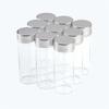 6 Mini Glass Bottles with Silver Aluminum Lids and White Plastic Bottoms. Perfect for Seasoning, Making Wishes, or Drifting. Silver Aluminum Lid - 40m