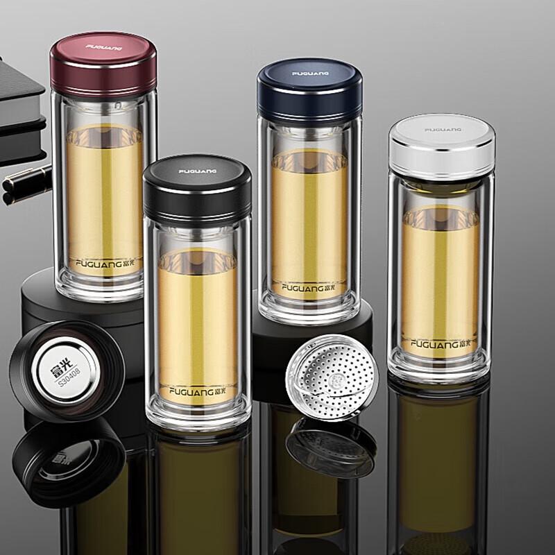 FUGUANG Zhengyang Double-Layer Glass Tea Infuser Water Bottle 450ML
