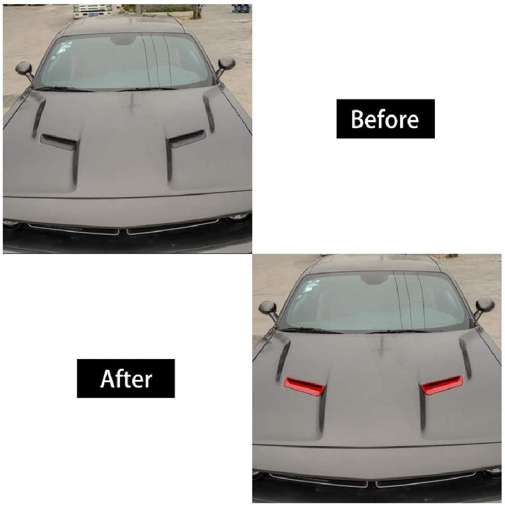 Hood Vents Outlets Vents Cover Trim Interior Decoration Accessories for Dodge Challenger 2015-UP Red 2PCS