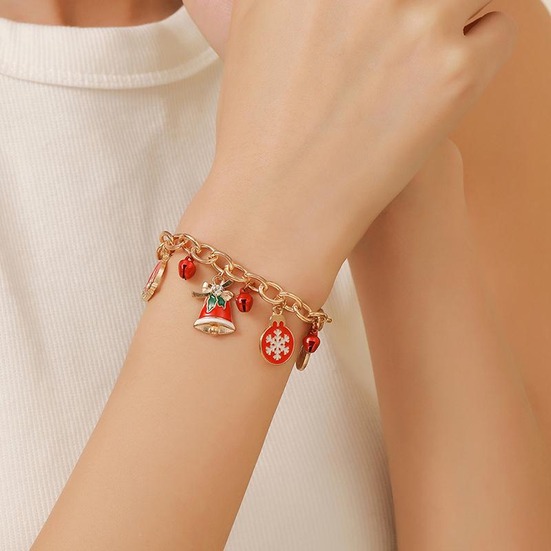 Санта-Клаус Снеговик Рождественская елка Подвеска Браслет Для Женщин Девочек Изысканный Регулируемый Рождественский Браслет Ювелирные Изделия Подарок