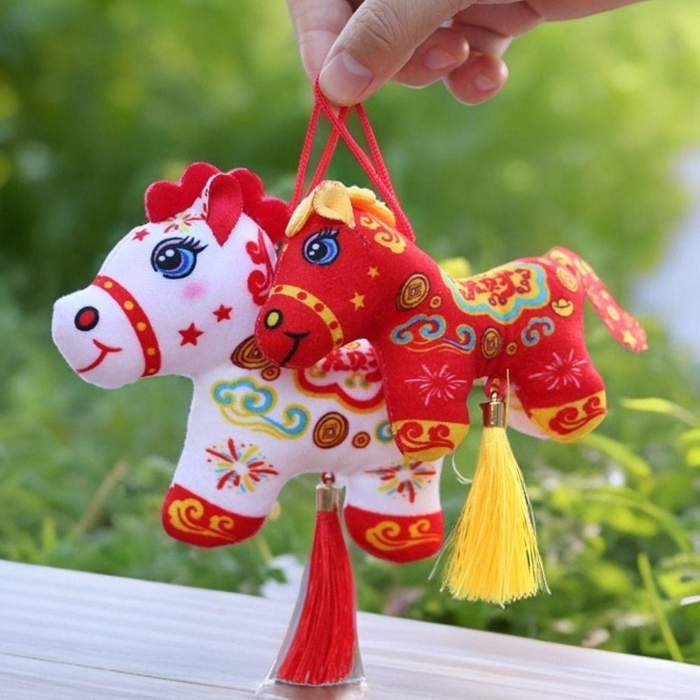 Cute Stuffed Animal Keyring Mascot Dolls Cartoon Steed Doll Zodiac Pony Figurine  Year of Horse