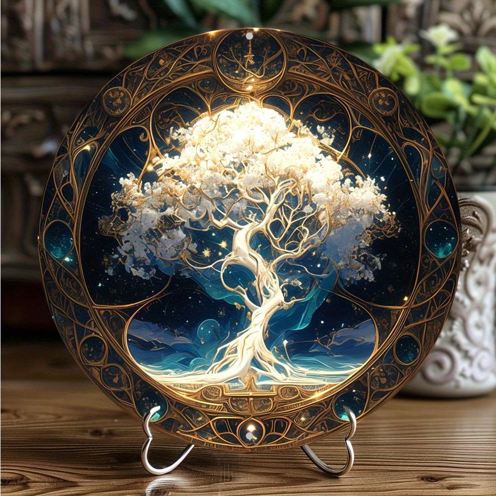 Tree of Life Mandala Aluminum Logo Rural Metal Hanging Decoration Used for Homes Porches Living Roomsand Bedrooms