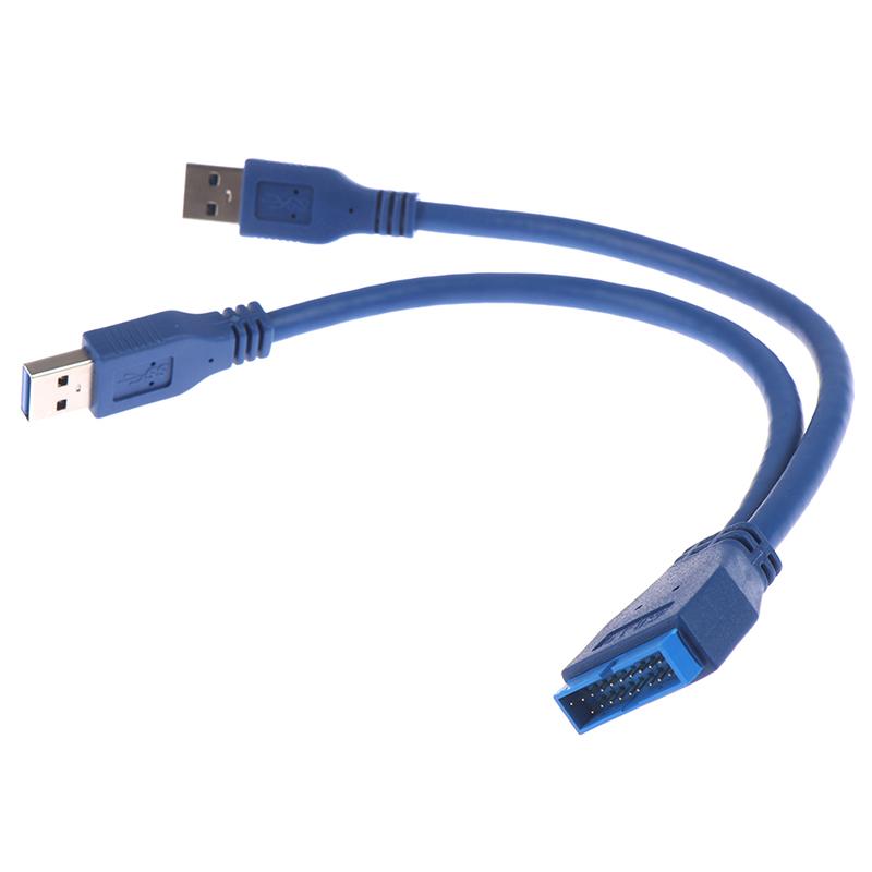 Кабель-адаптер 2 порта USB 3.0 Type A (папа) на 20-контактный разъем (папа)