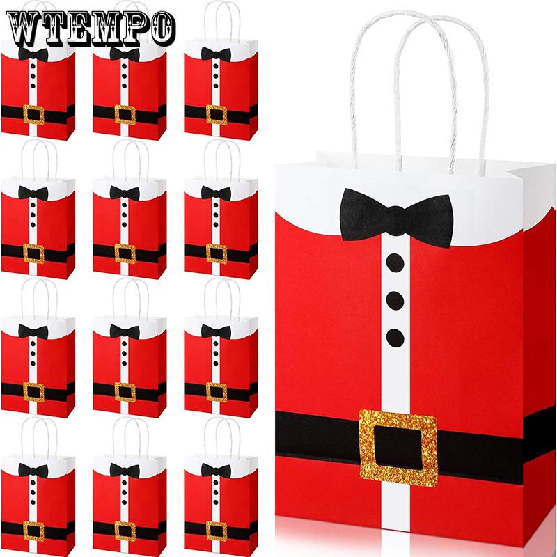 WTEMPO 10 шт. 8*16*22 см рождественские подарочные пакеты креативные печатные сумки праздничные вечерние прочные пакеты из крафт-бумаги пакеты для упаковки шоколада/конфет/тортов