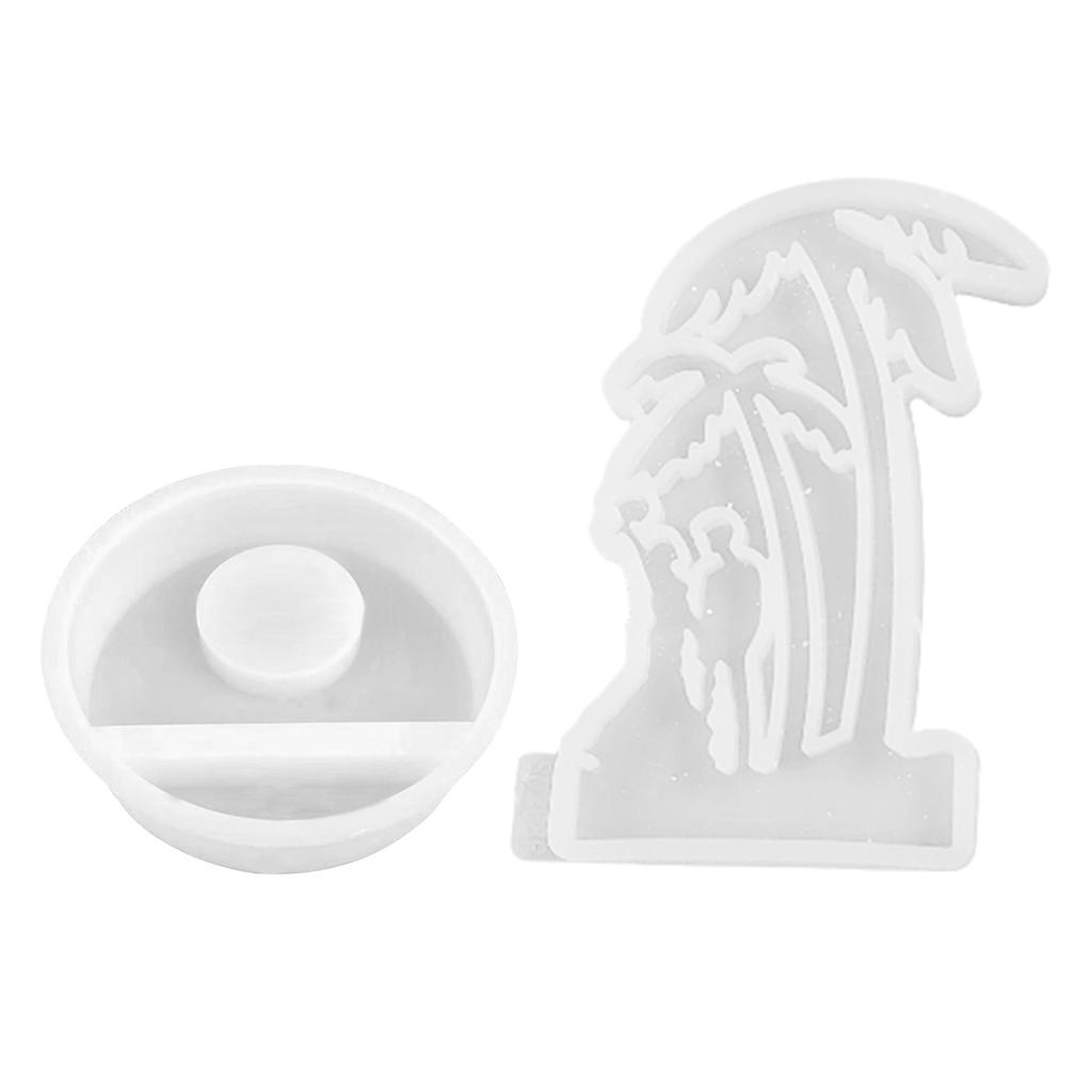 Two Coconut Tree Candlestick Molds Candle Holder Silicone Molds Combination Casting Moulds Decorations Plaster Molds
