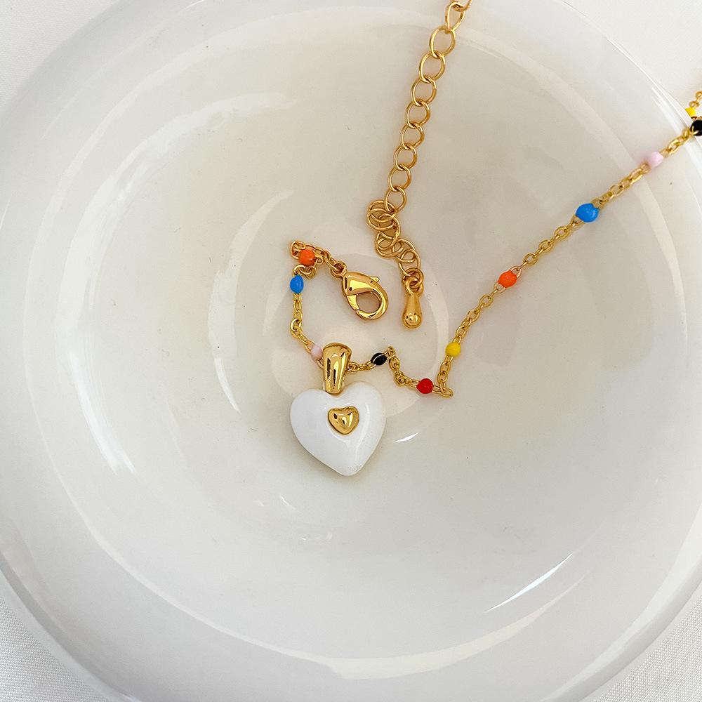 Европейское и американское ретро минималистичное ожерелье из бусин из натурального камня для женщин - Элегантная многослойная цепочка для ключицы