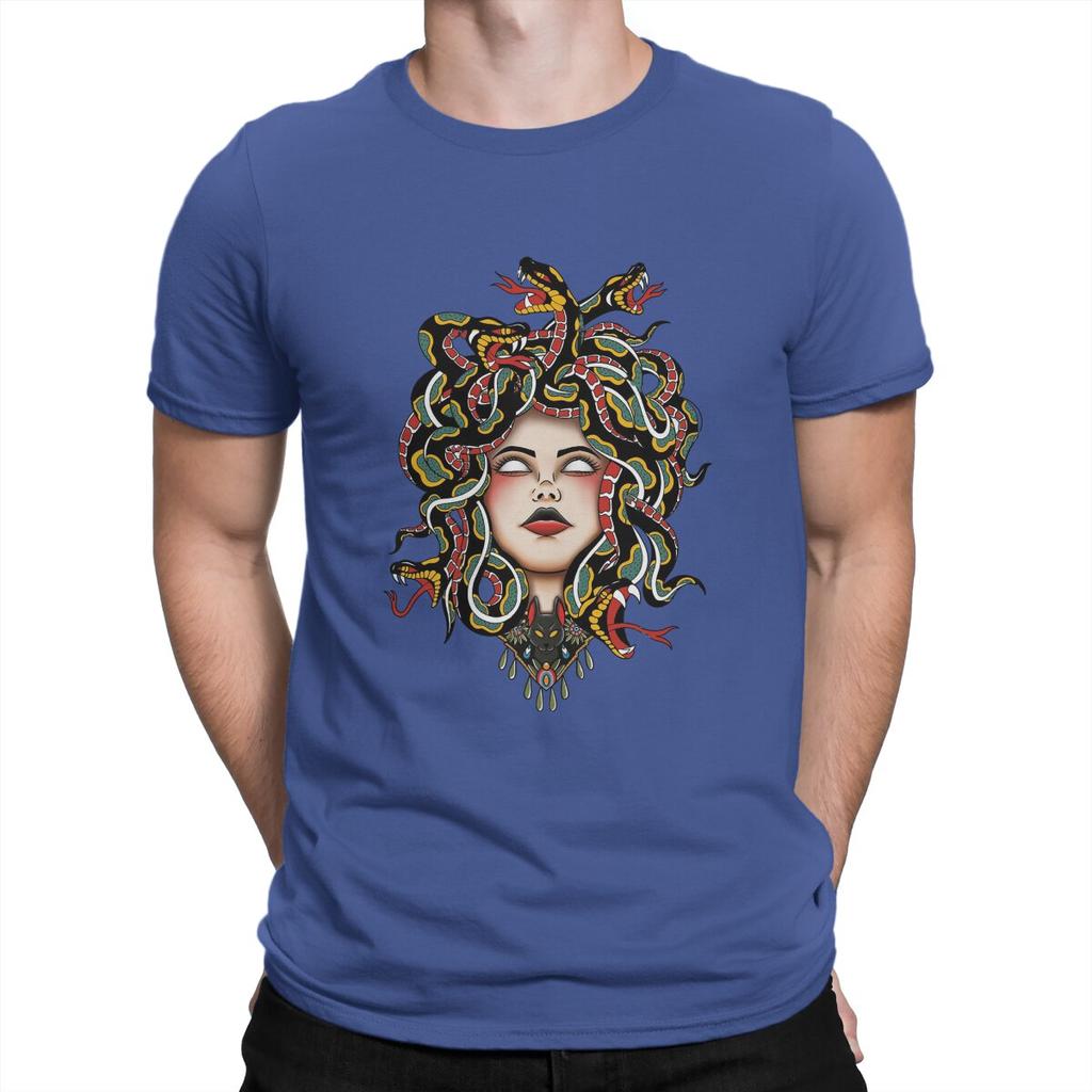 Medusa Old School Fitted Scoop Men T Shirts Medusa Funny Tees Short Sleeve O Neck T-Shirt Cotton Gift Idea Tops