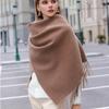 Winter Shawl and Wrap Tassel Female Thick Blanket Luxury Cashmere Bright Solid Color Women Scarf