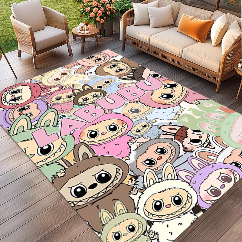 Labubu Print Rug, Washable Floor Carpet, For Entryway Dorm Laundry Room Office Study, Home Decor Birthday Christmas Gift