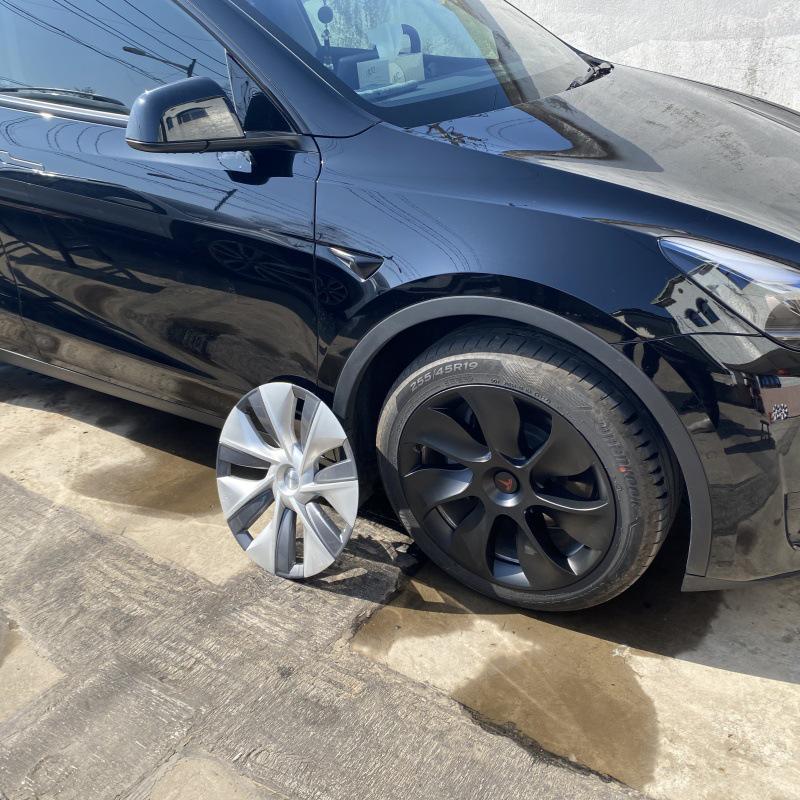 Tesla Model Y 19" Wheel Hub Decorative Protective Cover - Cyclone Turbine Design.
